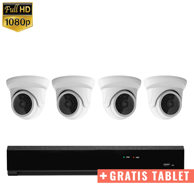 4x Mini Dome IP Camera 1080P POE Wired + FREE TABLET